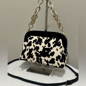 Cow Print Real Hair-on Cowhide Handmade Wooden Frame Shoulder Bag/Crossbody